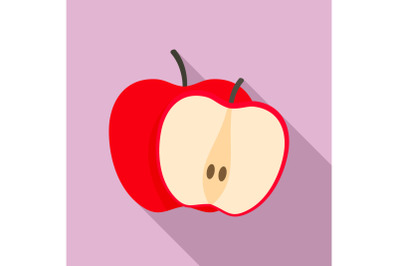 Red apple icon, flat style