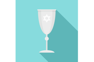 Jewish silver cup icon, flat style