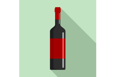 Wine bottle icon, flat style
