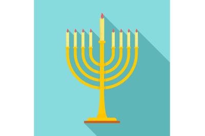 Menorah icon, flat style