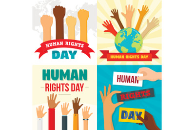 Rights day banner set, flat style