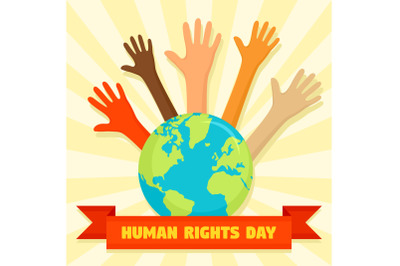 Global human rights day concept background, flat style