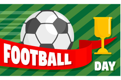 Football day concept banner, flat style