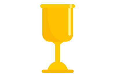 Gold soccer cup icon, flat style
