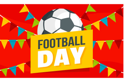 Soccer day concept banner, flat style
