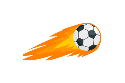 Soccer fire ball icon, flat style