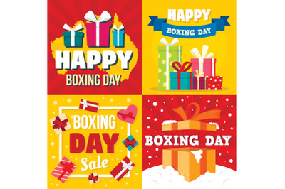 Boxing day banner set, flat style