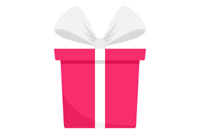Pink gift box icon, flat style