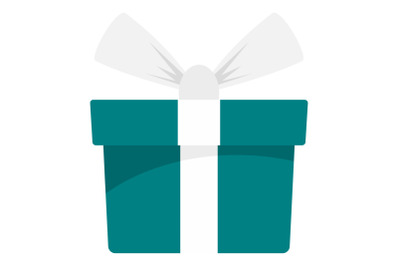 Green mint gift box icon, flat style