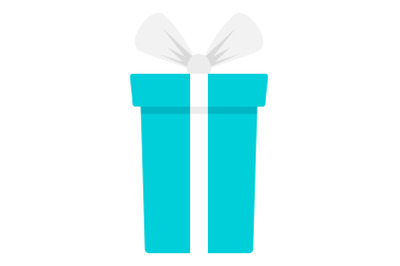 High gift box icon, flat style