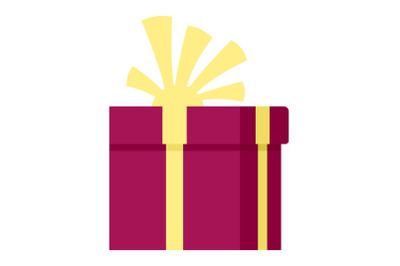 Valentine gift box icon, flat style