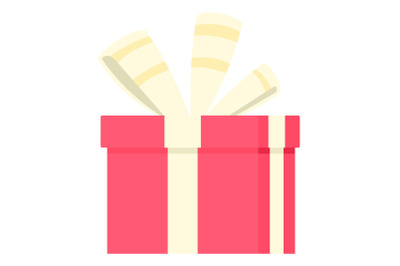 Romance gift box icon, flat style