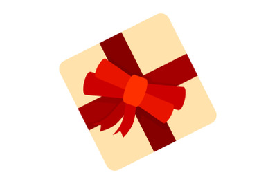 Yellow gift box icon, flat style