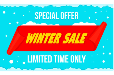 Winter big sale concept banner, flat style