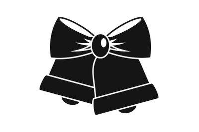 Xmas gold bell icon, simple style
