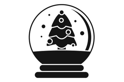 Snow tree glass ball icon, simple style