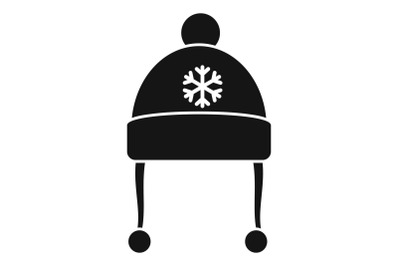 Red winter hat icon, simple style