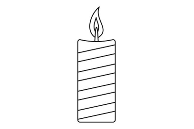 Christmas candle icon, outline style