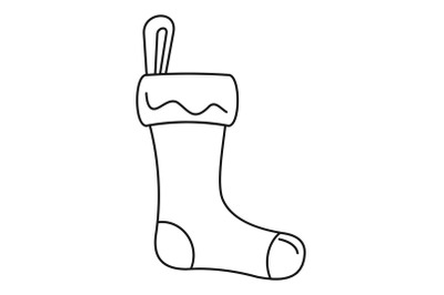 Winter sock icon, outline style