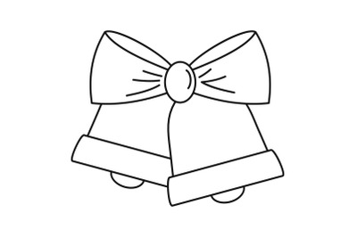 Xmas gold bell icon, outline style