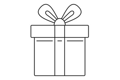 Xmas gift box icon, outline style