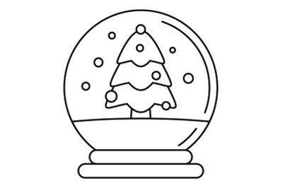 Snow tree glass ball icon, outline style