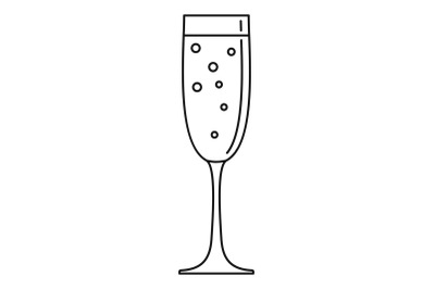 Glass champagne icon, outline style