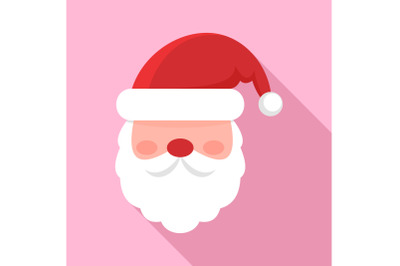 Santa face icon, flat style