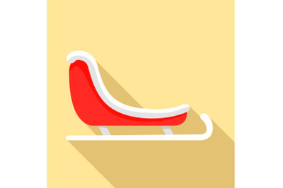 Santa sleigh icon, flat style