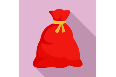 Santa sack icon, flat style