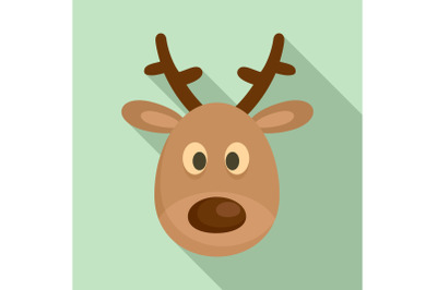 Deer head icon, flat style