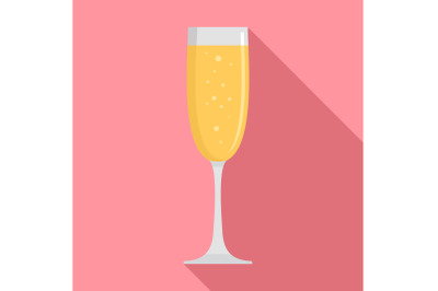 Glass champagne icon, flat style