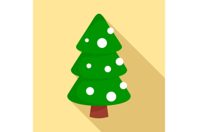 Xmas fir tree icon, flat style