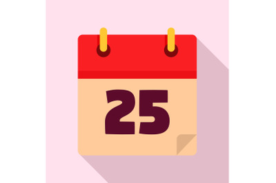 Christmas date calendar icon, flat style