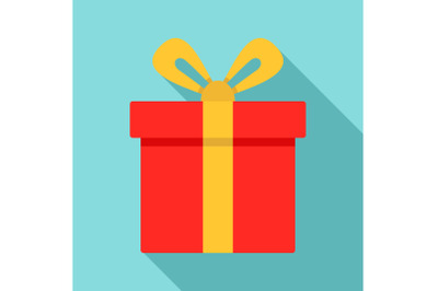 Xmas gift box icon, flat style