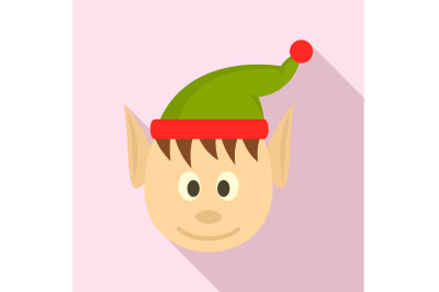 Head elfin icon, flat style