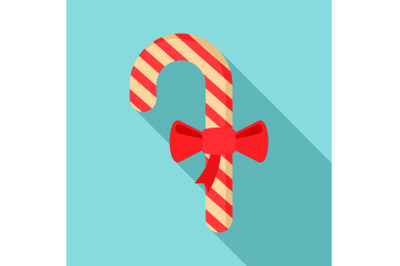 Xmas candy stick icon, flat style