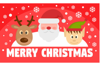 Merry christmas concept banner, flat style