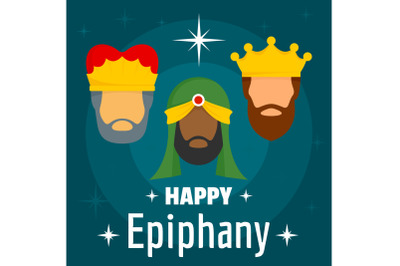 Happy epiphany concept background, flat style