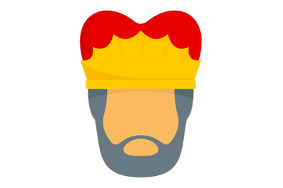 Royal king face icon, flat style