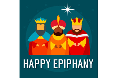 Festive happy epiphany concept background, flat style