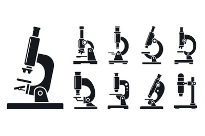 Lab microscope icon set, simple style