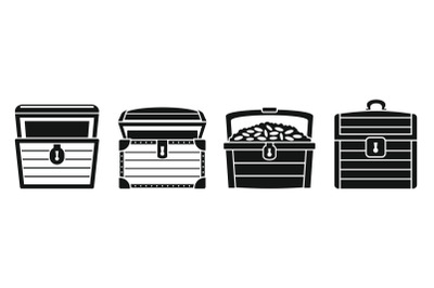 Dower chest box icon set, simple style