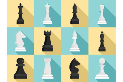 Chess icon set, flat style