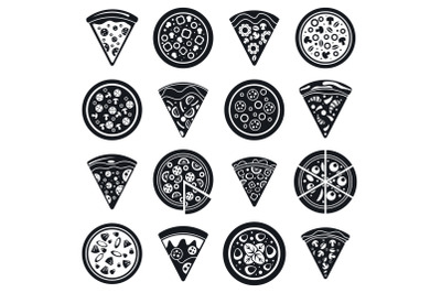 Pizza food icon set, simple style