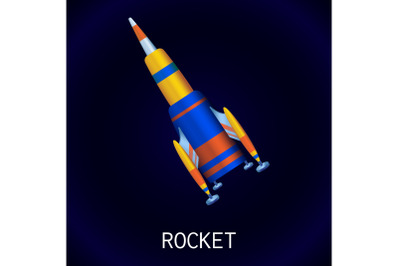 Space rocket icon, cartoon style