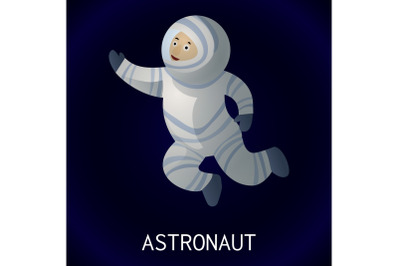 Astronaut in space icon, cartoon style