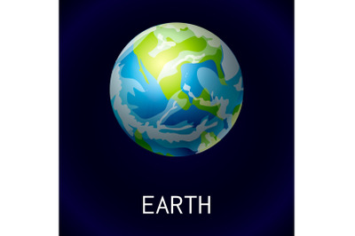 Earth space icon, cartoon style