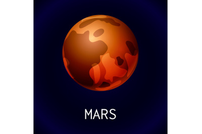 Mars planet icon, cartoon style