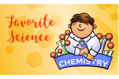 Chemistry science concept banner, cartoon style